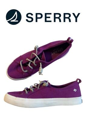Sperry Top Sider Crest Vibe Sneaker Linen Rose Boat Purple Preppy Coastal 8.5